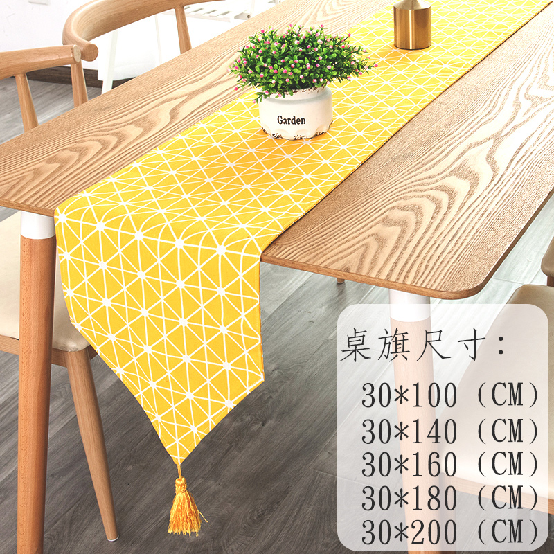 北欧桌旗 棉麻家用桌布电视柜长桌旗欧式茶几现代简约轻 鱼鳞纹 30*220cm(适合160-180cm左右桌子茶桌柜子)高清大图