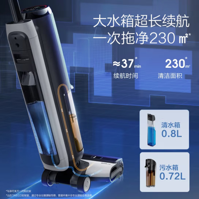 无线洗地机家用 芙万LED 智能吸尘器干湿两用式吸拖高清大图
