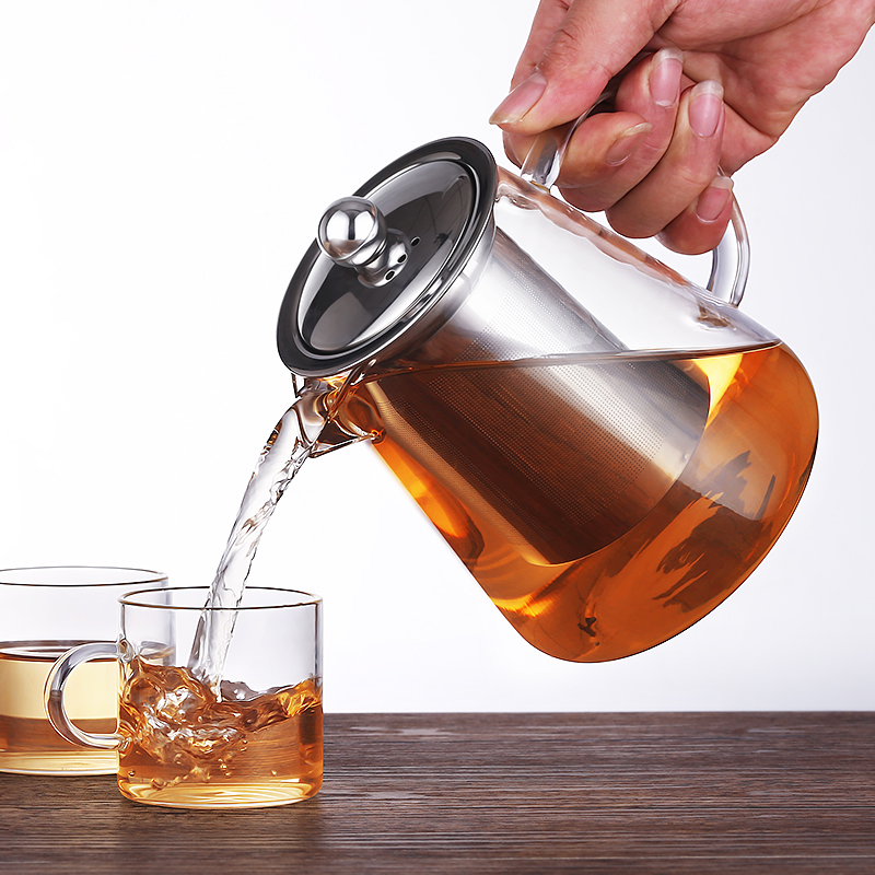 家柏饰(CORATED)加厚高温玻璃泡茶壶家用办公室煮茶具套装茶水分离冲茶器沏茶杯 1200ML单壶高清大图