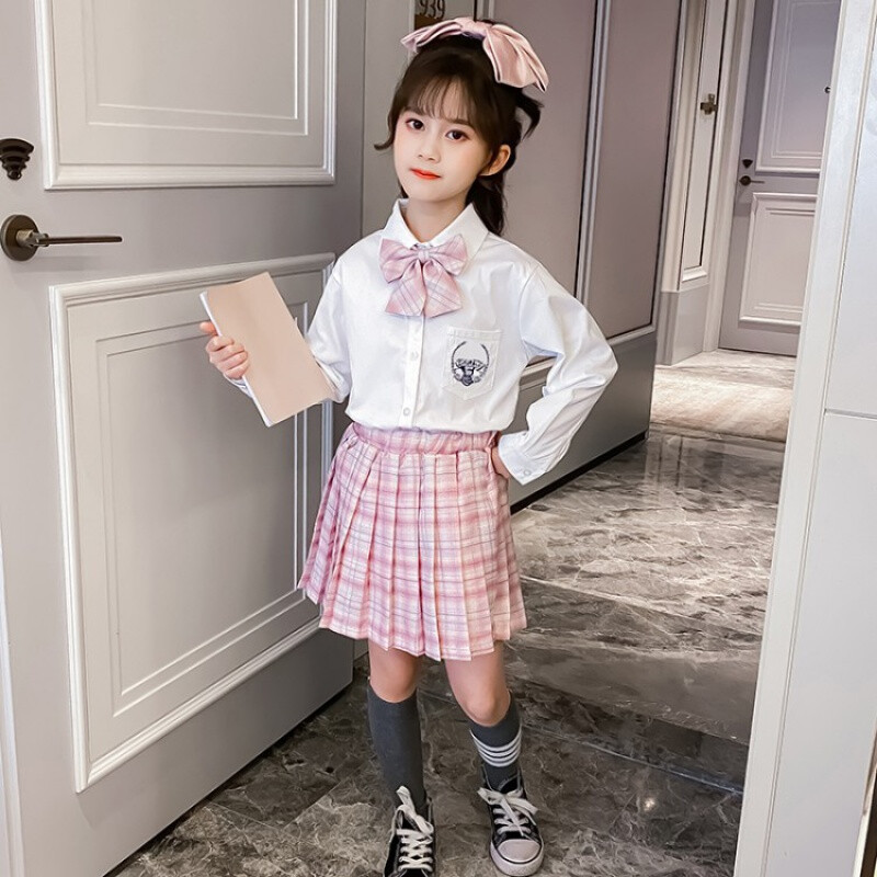 乌鹿童装女童套装裙秋装新款儿童套装jk百褶裙中大童套装裙子女学院风