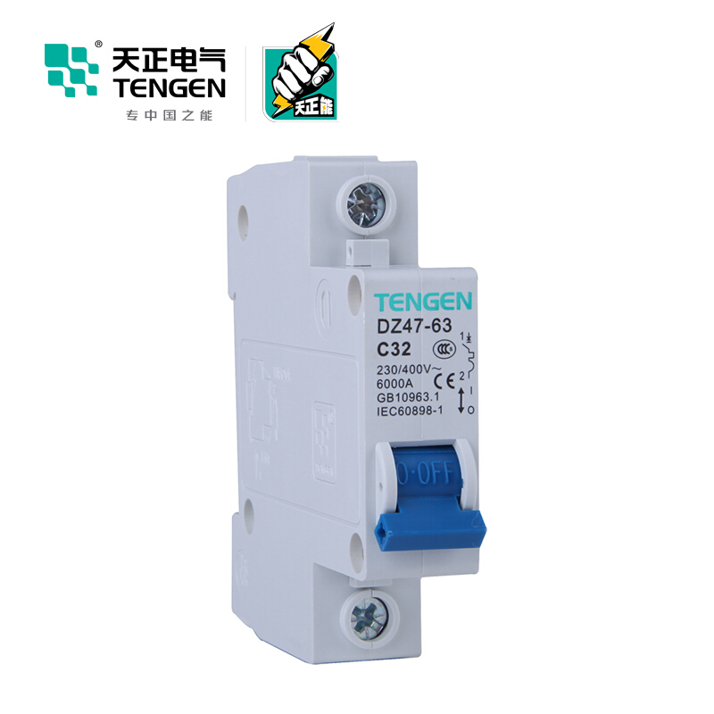 天正电气 空气开关 DZ47-63 1P C 32A 4.5KA 01060020222 微型断路器