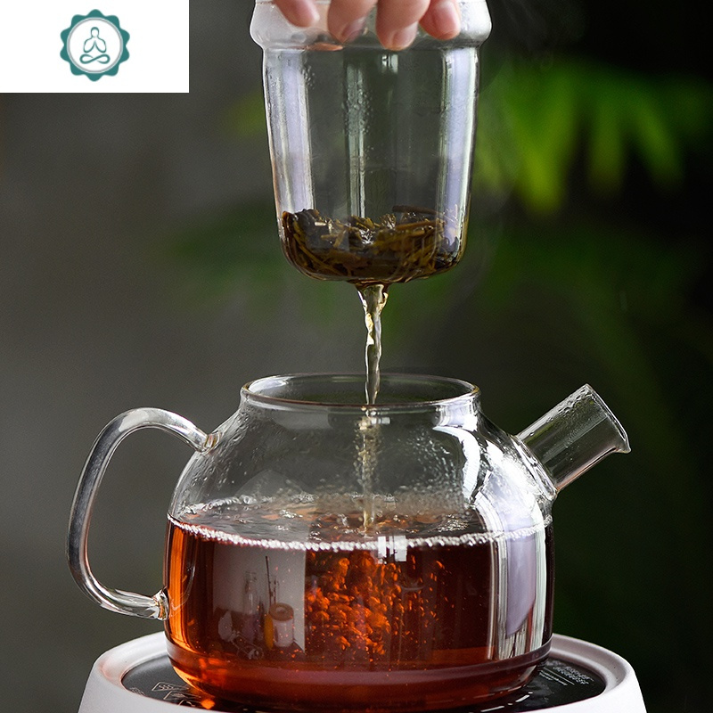 玻璃茶壶水果花茶壶玻璃烧水壶带过滤泡茶壶煮茶壶茶具套装 封后 D2实用款电陶炉(黑)