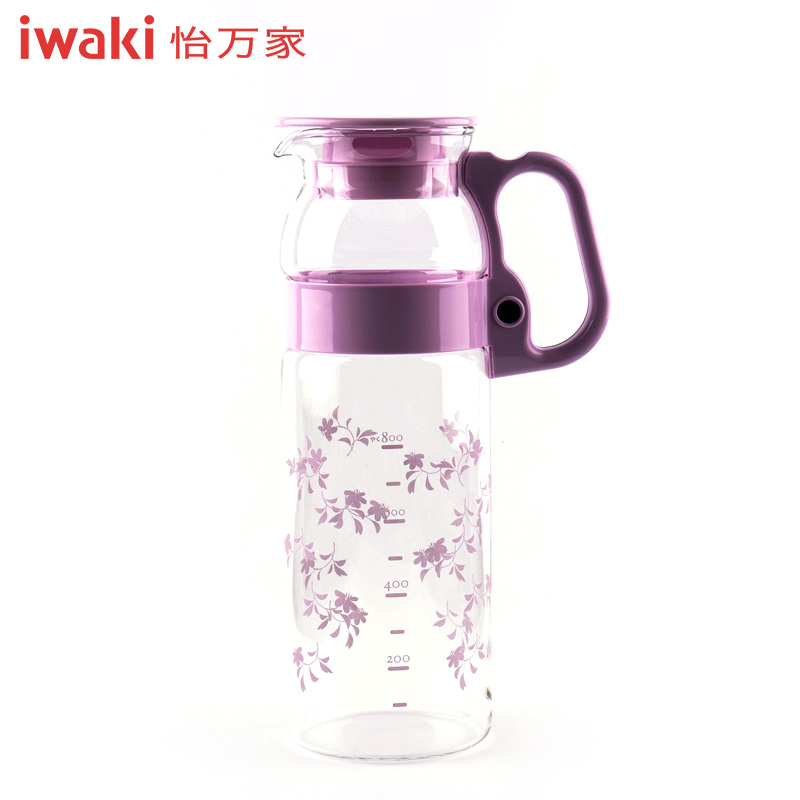 【百年品牌，精致生活，高端耐热玻璃水壶】TC-CS-2V1C 怡万家iwaki耐热玻璃 臻品冷水壶二件套梦幻紫