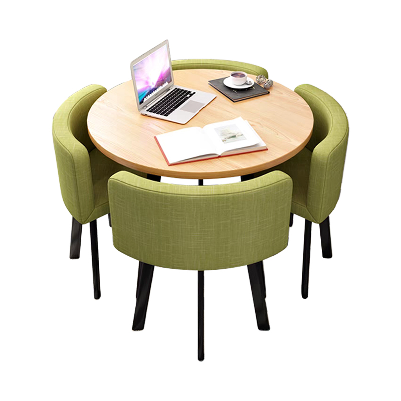 中豫鑫泽ZYXZ4100950 简约接待桌椅洽谈桌椅 一桌四椅 水曲圆桌绿色布椅