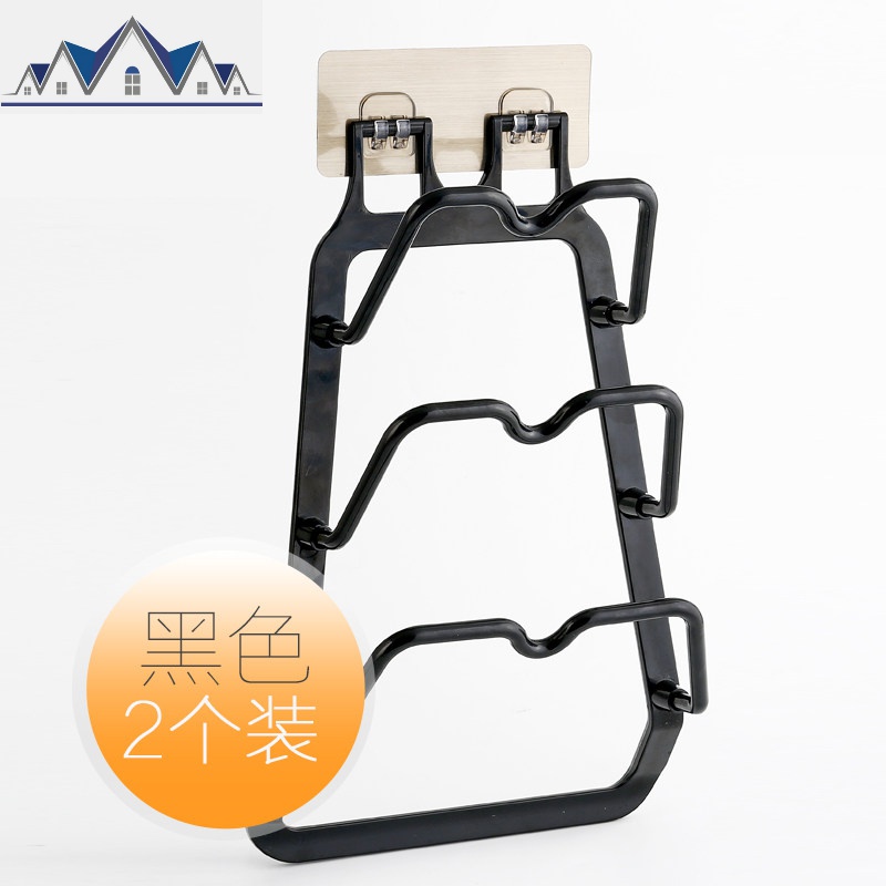 锅盖架壁挂式免打孔厨房放菜板的架子家用砧板收纳用品案板置物架_1_175 亮黑三层【2个装】