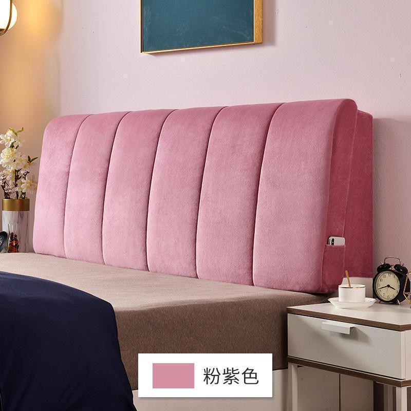 美帮汇床头靠垫软包双靠背榻榻米床头板软包靠枕床头罩套定制 粉紫色 默认有床头款，无床头请备注