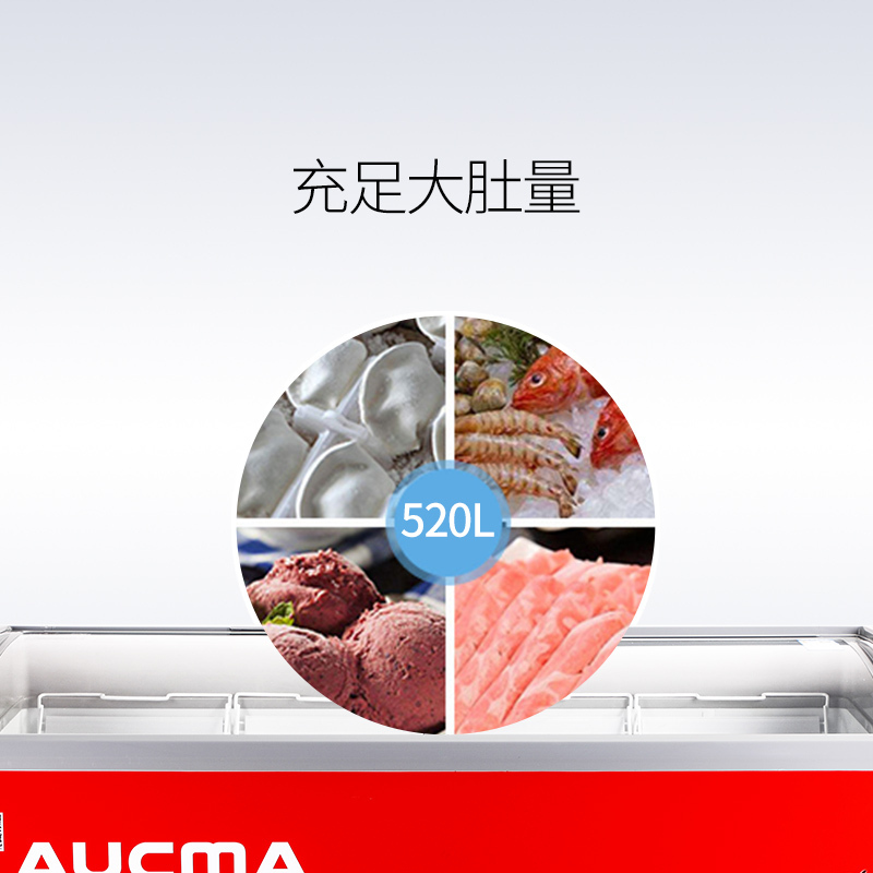 澳柯玛(AUCMA) 展示柜 SD-520 520升-30℃度商用大容量大型保鲜冰柜超市冷冻展示柜卧式保鲜一级能效