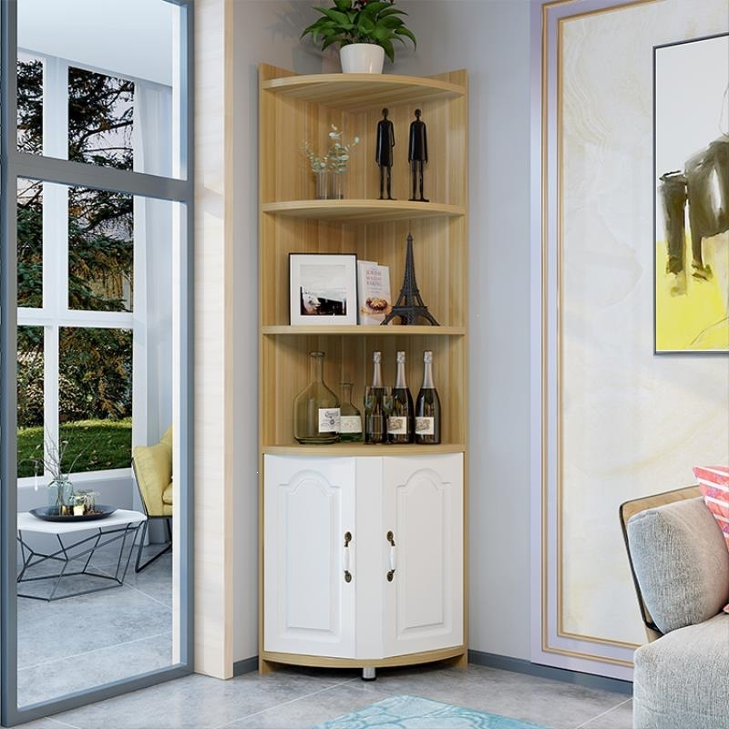 欧式客厅三角形酒柜藤印象实木墙角柜转角柜餐厅拐角柜圆弧储物家用角