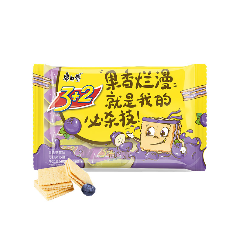 康师傅饼干 康师傅 苏打饼干果香蓝莓味400g 办公室休闲小食美味下午