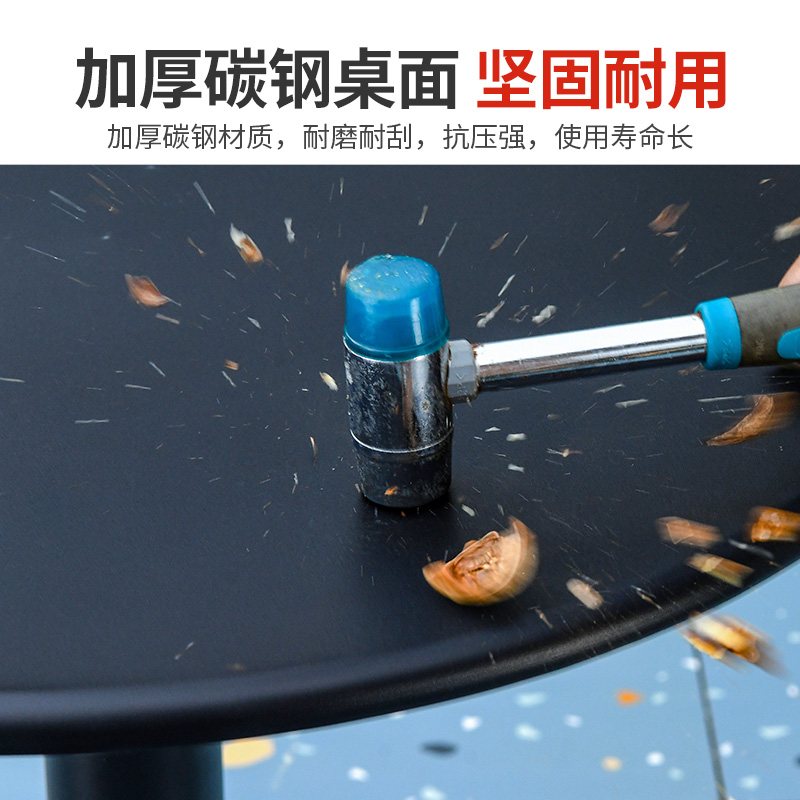 阳台小桌椅塑木庭院花园茶桌组合休闲椅奶茶店露台一桌二椅三件套高清大图