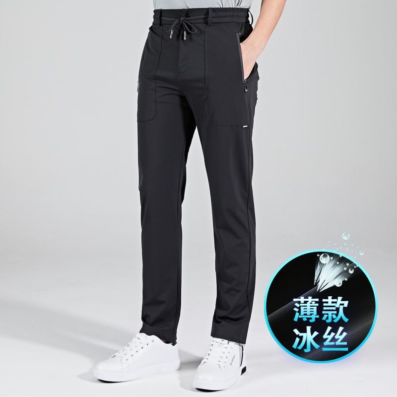 妖艺夏季冰丝运动裤男加肥加大冰凉男士裤子薄款透气休闲裤男长裤916