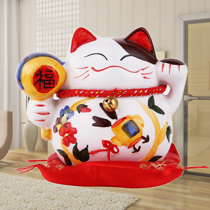 陶瓷发财猫招财猫摆件储蓄罐家居存钱罐办公室小号开业乔迁礼品