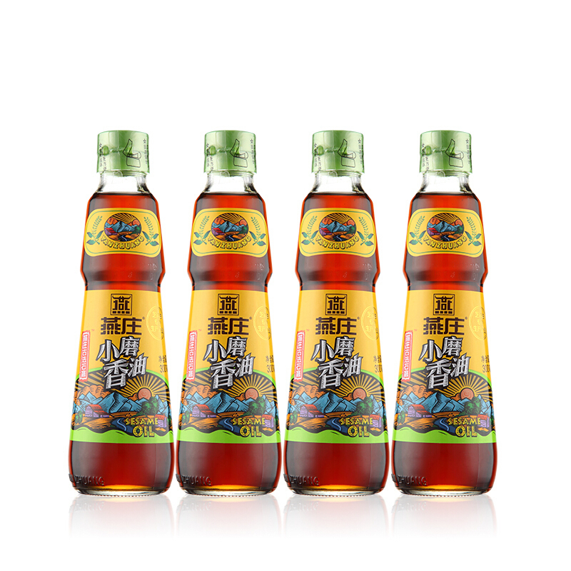 燕庄 芝麻香油礼盒 小磨香油300ml*4 古法磨制滴滴醇香 中秋团购送礼 芝麻油香油月子油