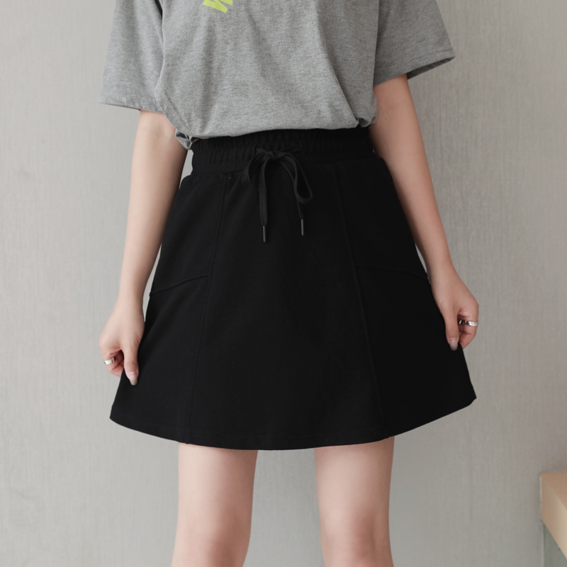 真维斯高腰短裙女2022夏季款a字裙显瘦百搭韩版超仙灰色半身裙子