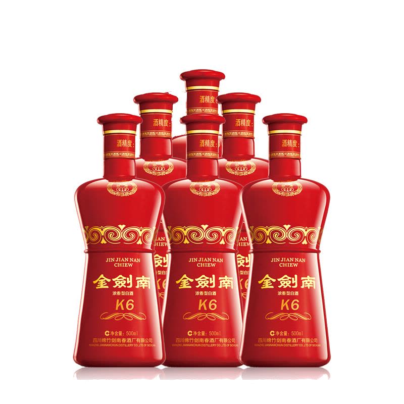 剑南春 2016年产金剑南k6 浓香型白酒 500ml*6瓶 光瓶品鉴整箱装 42度图片