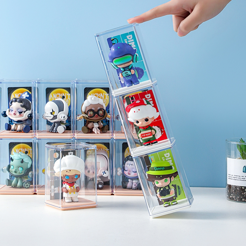 盲盒收纳展示架法耐popmart手办防尘透明柜泡泡玛特单个公仔diy架子