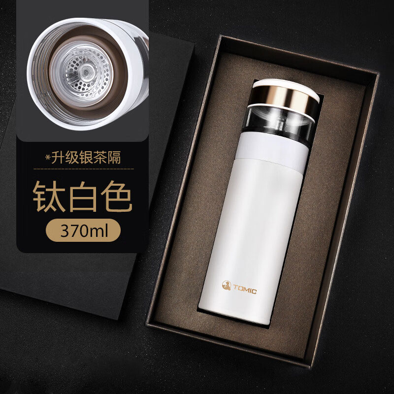 特美刻 TW60051-01 保温杯 茶水分离泡茶杯便携水杯子 370ML 白色高清大图