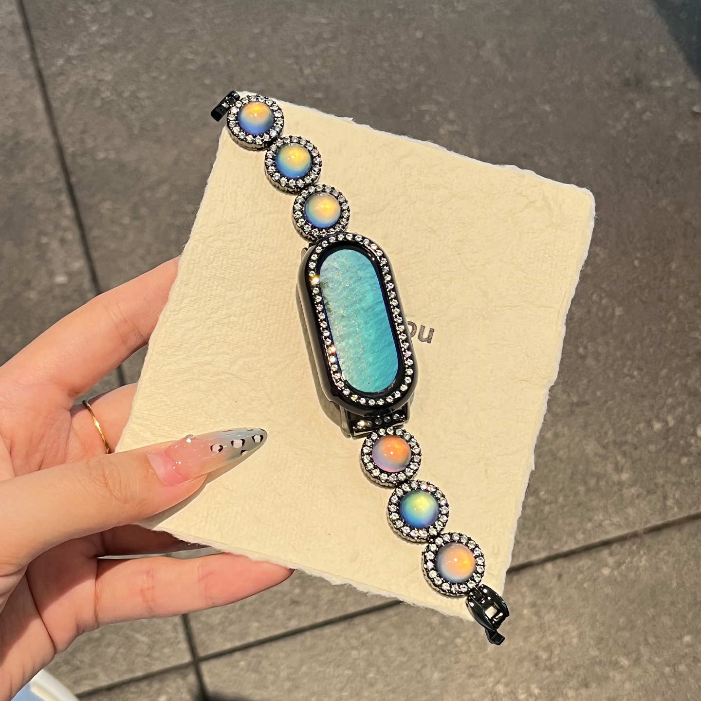 适用于小米手环10表带新款手表小米9陶瓷版猫眼石镶钻8运动智能腕带3139B 黑曜套 9