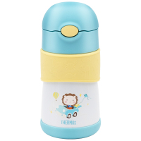 膳魔师(THERMOS)孕婴童保温杯FFH-293L吸管杯保温用品316L不锈钢双盖多用290ML学饮杯礼盒装蓝黄撞色