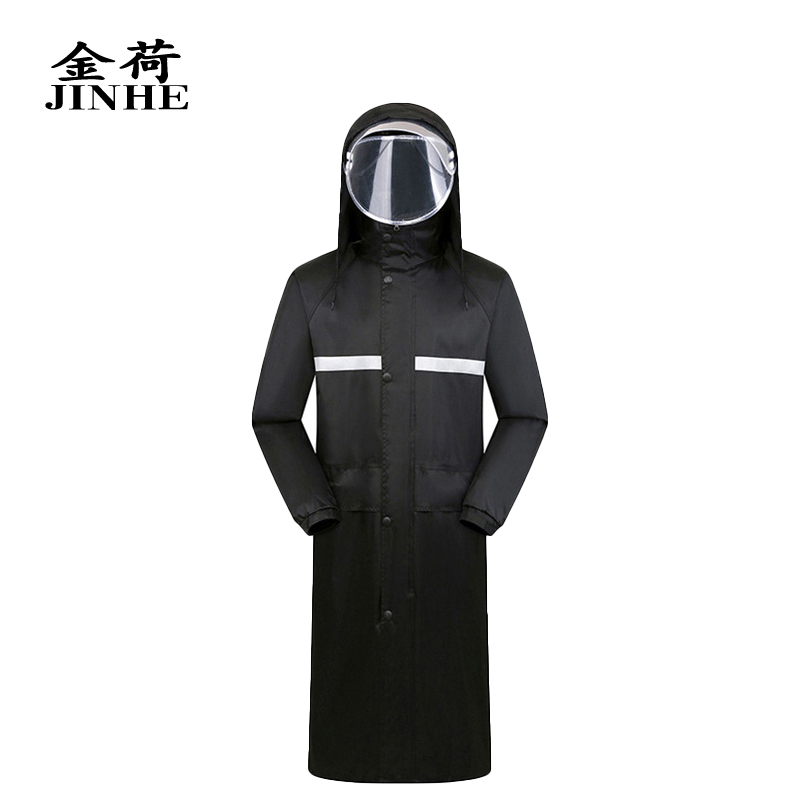 金荷 雨衣 长款雨衣 连体雨衣 骑车雨衣 春亚纺长款雨衣 黑色 2XL