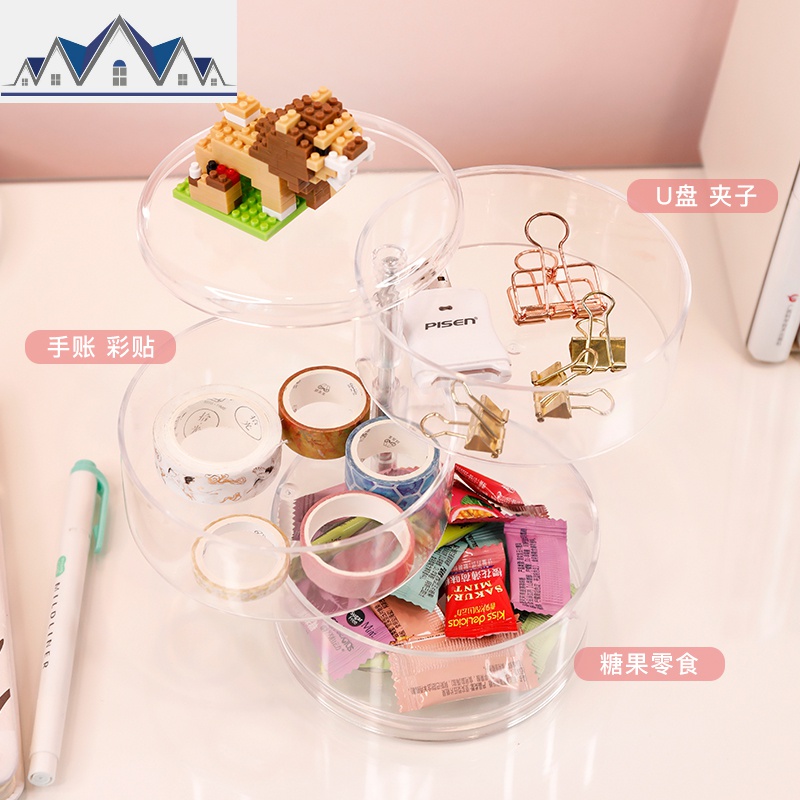 透明旋转首饰收纳盒耳环项链耳钉手链饰品展示架头绳盒发夹整理盒 三维工匠高清大图