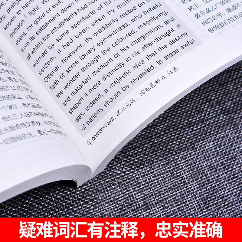[正版] 世界经典名译典藏书系:红字书原版书 英汉对照 霍桑著 词汇注释 英文原著 名著书籍中英对照 中英双语