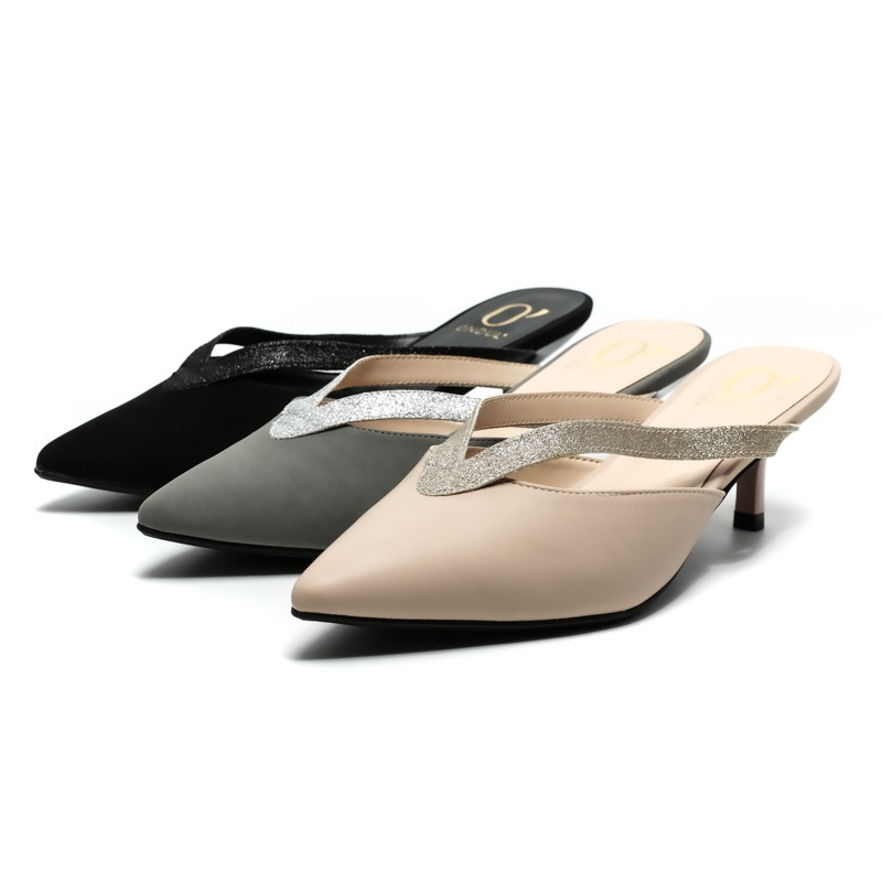 daphne达芙妮女鞋系列圆漾春夏季一脚蹬女鞋小细跟气质款凉拖