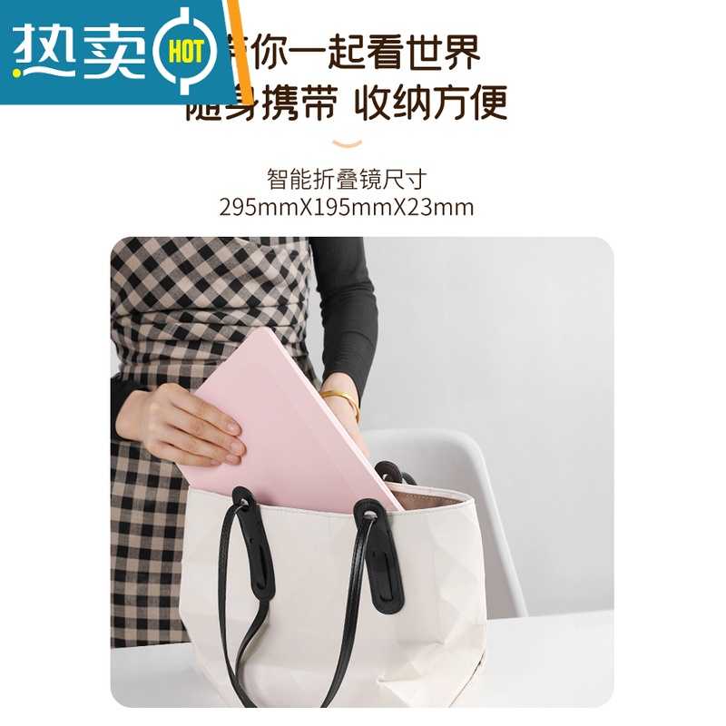 敬平折叠led镜子化妆镜发光带灯女大镜面三色少女心梳妆镜桌面镜大ins便携式用镜 抽屉款[1200MA]180°旋转-双高清大图