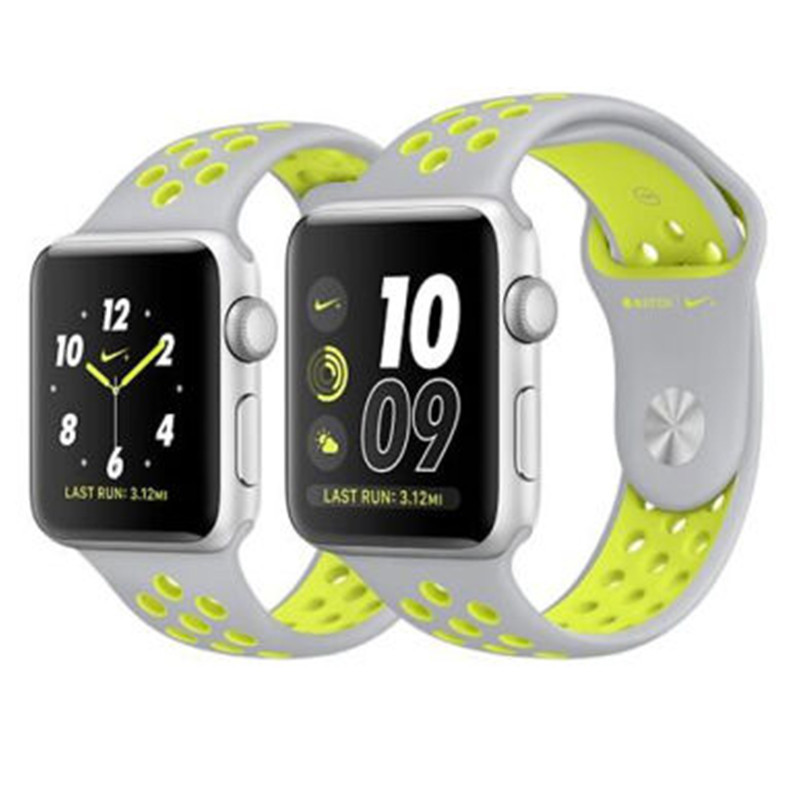 苹果 (Apple)iWatch Series2 Nike+ 智能手表 测心率防水手表 Nike+银配荧光黄色 42mm