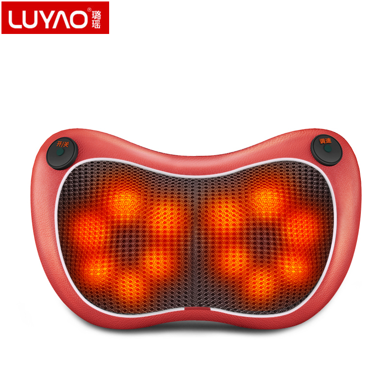 璐瑶(LUYAO)按摩枕 LY-9706十二头双键版古铜色 红外线疗法 揉捏按摩 家车两用 定时功能 背部颈部全身按摩枕