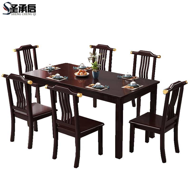 圣承启组合餐桌六椅1.5m张高清大图
