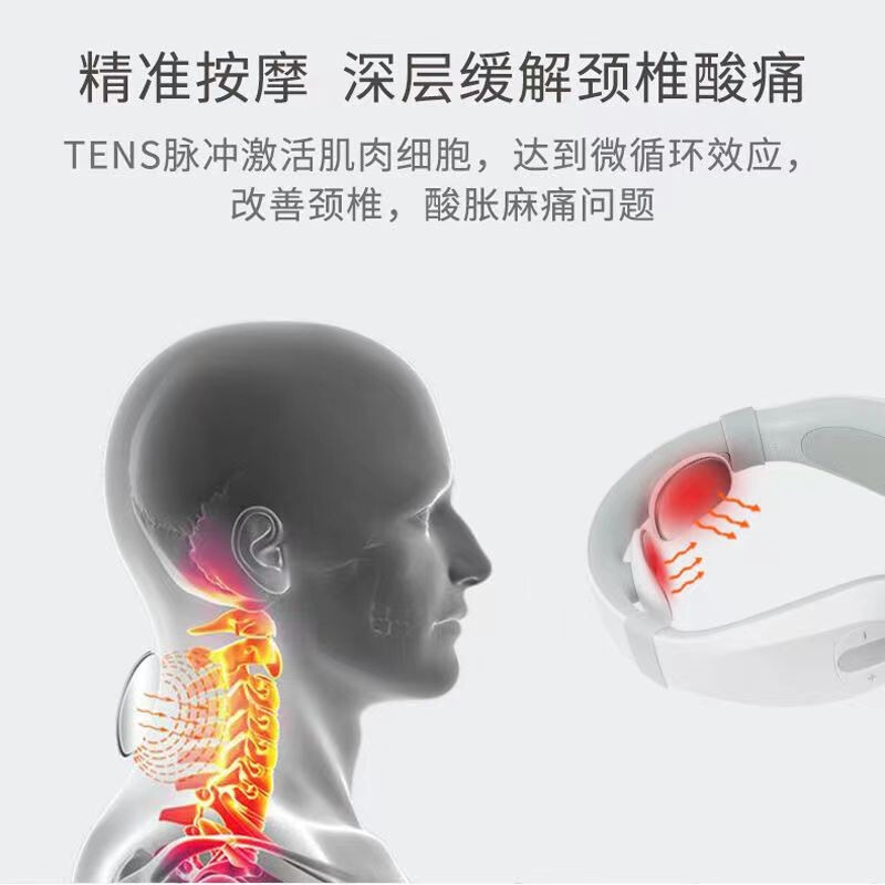 上亨(shangheng)颈椎按摩仪肩颈部按摩器办公室家用多功能热敷揉捏脖子神器疏通脊椎智能护颈仪 白色高清大图