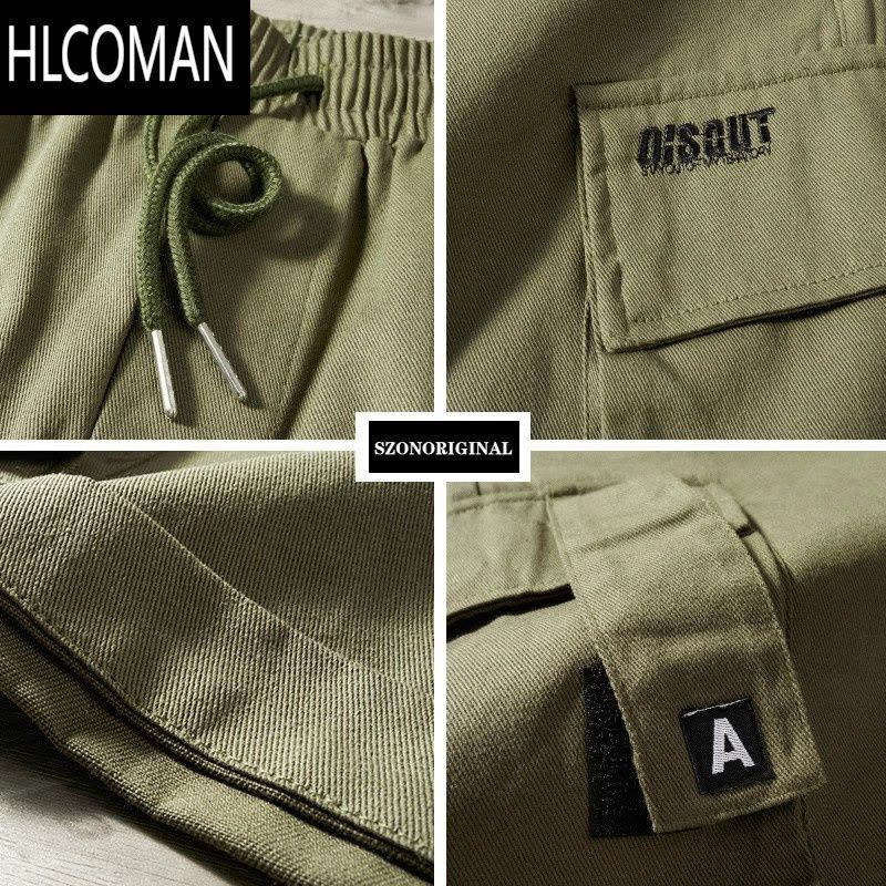 HLCOMAN工装短裤男生日系复古军绿色潮流直筒中裤机能五分裤夏季图片