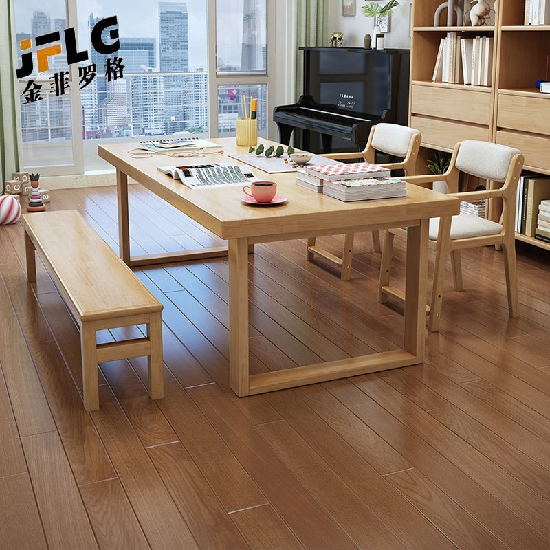 金菲罗格实木茶桌椅组合原木色16米单桌4把椅子