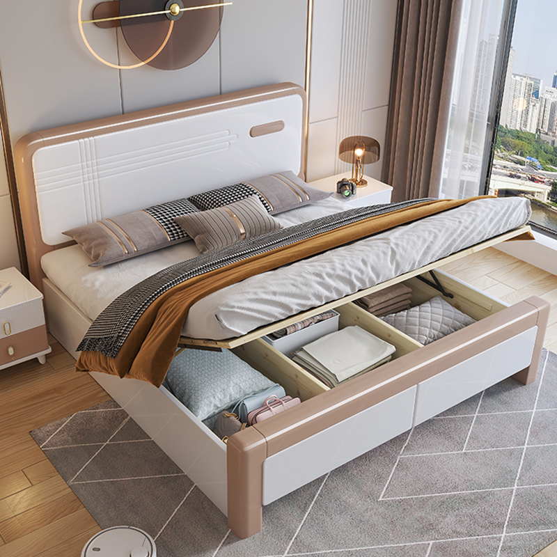 宜木雅居 实木床白色现代简约1.8米主卧双人大床1.