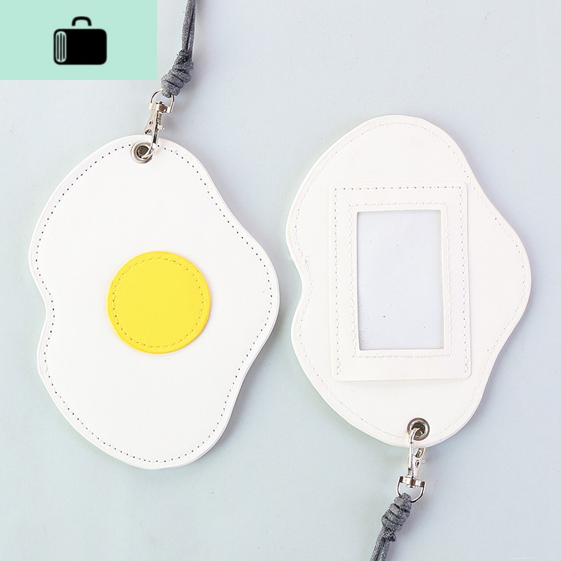 韩国立体皮质卡包可爱创意卡套女学生公交卡套男卡包零钱包带挂绳NEWLAKE 荷包蛋卡套