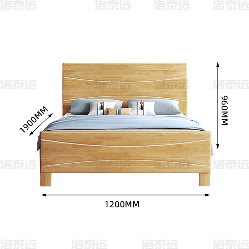 洛泰远 LTY4022927 榉木色实木床1.2米单人床高清大图