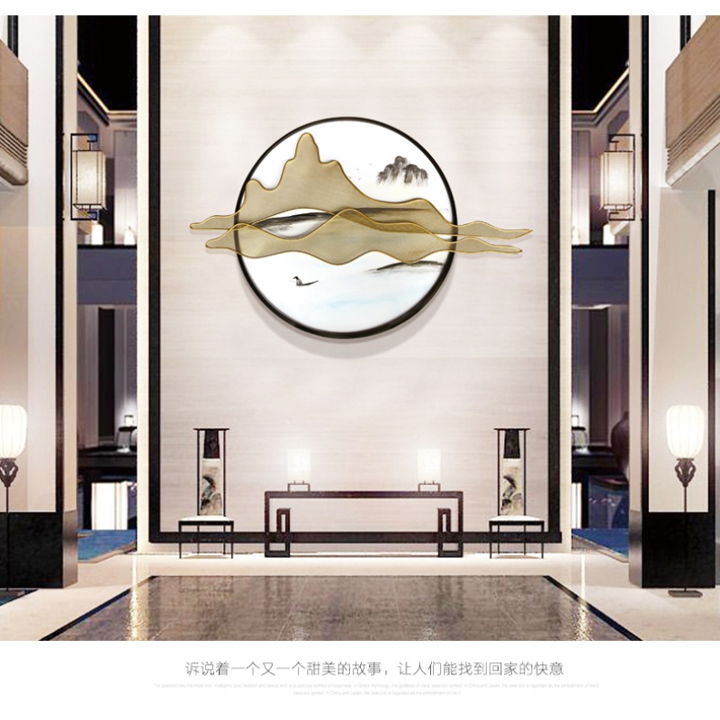 新中式墙饰沙发客厅背景墙面装饰品餐厅铁艺壁玄关壁饰会所挂件 三维工匠 静心90*60CM高清大图