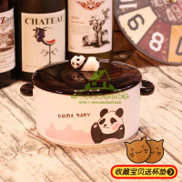新款可爱大号泡面碗 日式创意带盖双耳方便面杯学生宿舍陶瓷饭碗汤碗便当盒