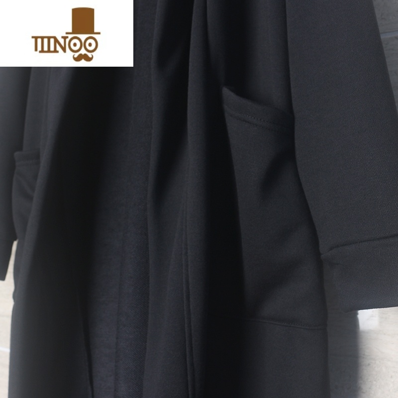 YANXU暗黑系长款风衣男外套宽松连帽英伦风过膝开衫披风休闲斗篷大衣潮高清大图