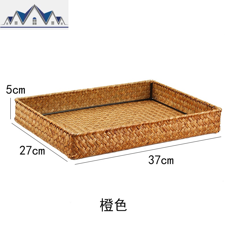 KENS 手工海编织收纳篮 茶具托盘 桌面零食遥控器储物筐茶盘 三维工匠