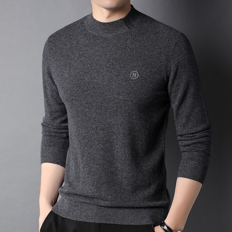 恒源祥100羊毛衫男半高领男士毛衣修身时尚针织衫男装纯羊毛线衣服男