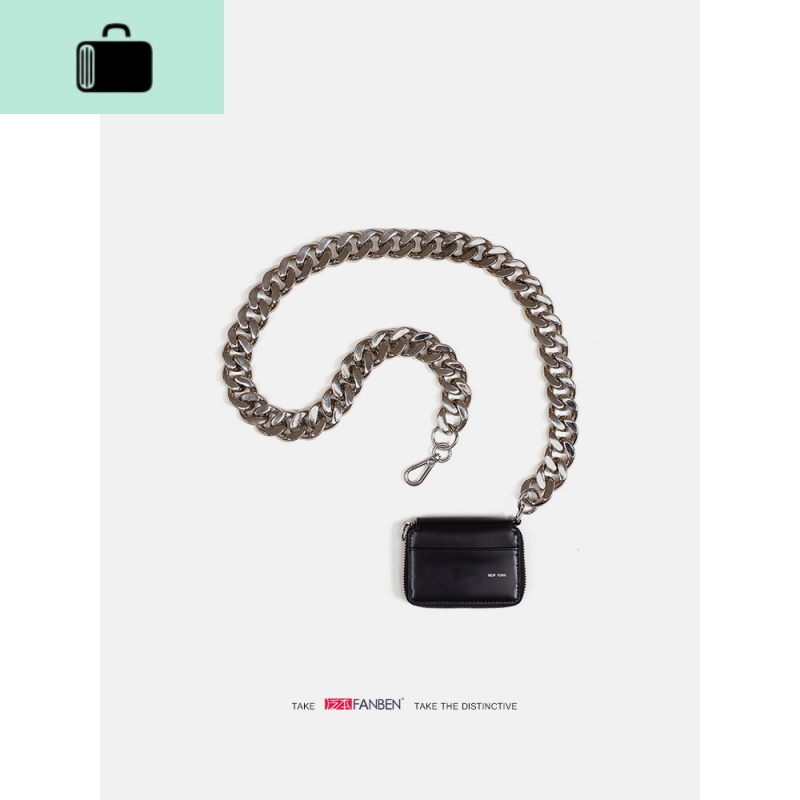 街头超酷小包包黑色单肩包粗金属链mini包卡包零钱包ins斜挎包女NEW LAKE高清大图