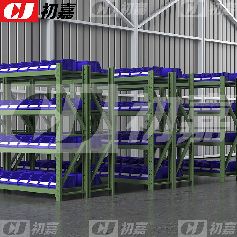 初嘉(CJ)仓储货架库房置物架中型货架军绿色主架1500*600*2000mm/200kg高清大图