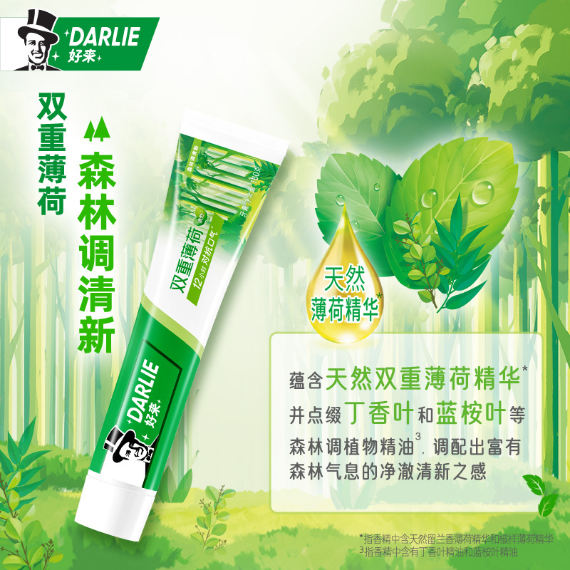 DARLIE好来(原黑人)牙膏双重薄荷海洋清新调160g清新去口气防蛀 1件装