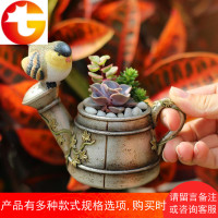 创意美式乡村复古迷你小鸟花洒多肉花盆个性肉肉植物花器桌面装饰