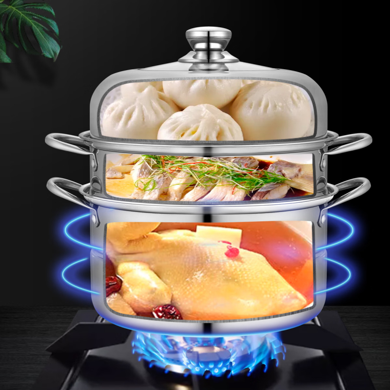 DEBO德铂 DEP-289 三层28cm大容量明火电磁炉通用 单底 蒸锅/汤锅高清大图