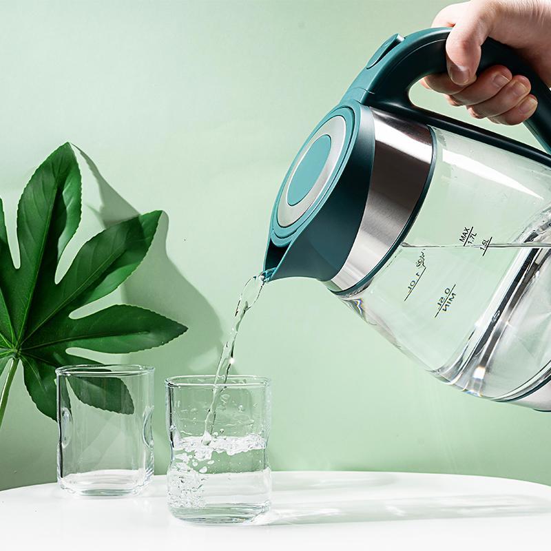 日本电热水壶家用透明玻璃的自动断电大容量烧水壶开水茶壶 墨绿报价_