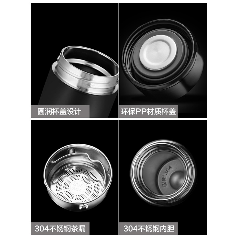 家柏饰(CORATED)保温杯男女学生便携家用不锈钢水杯子户外大容量商务茶杯定制logo 卓越白两件套高清大图