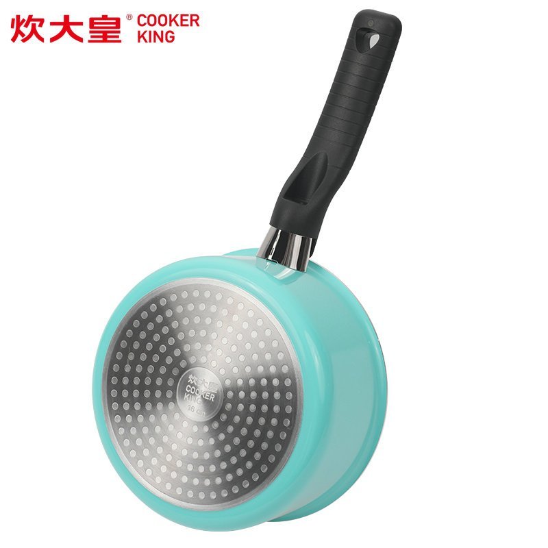 炊大皇(COOKER KING)奶锅 N16D1 冰果奶锅(碧色) 宝宝辅食锅健康奶锅可视盖复底明火电磁炉通用